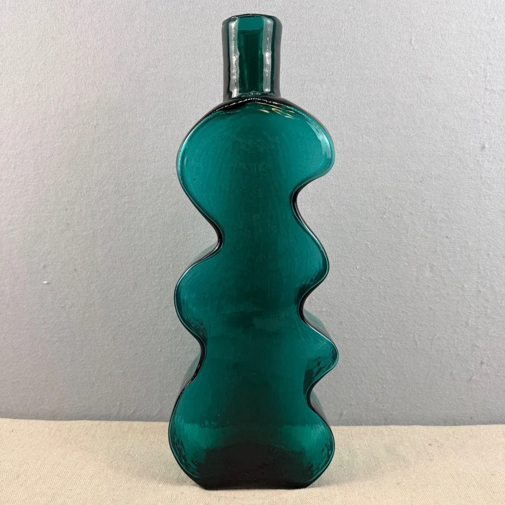 Blenko 8904 Teal Green Puzzle Vase Hank Adams 1989 MCM
